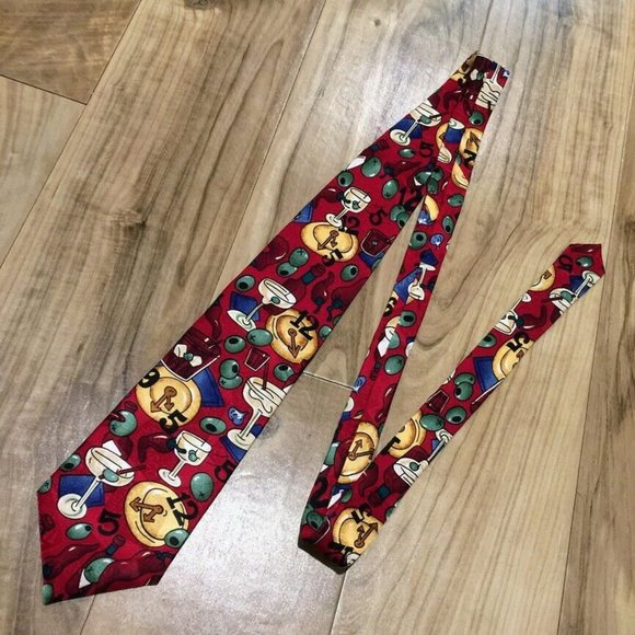 Nos Vintage TABASCO Necktie Happy Hour Cocktail Time Martini Olive Neck Tie 56" - Picture 5 of 7